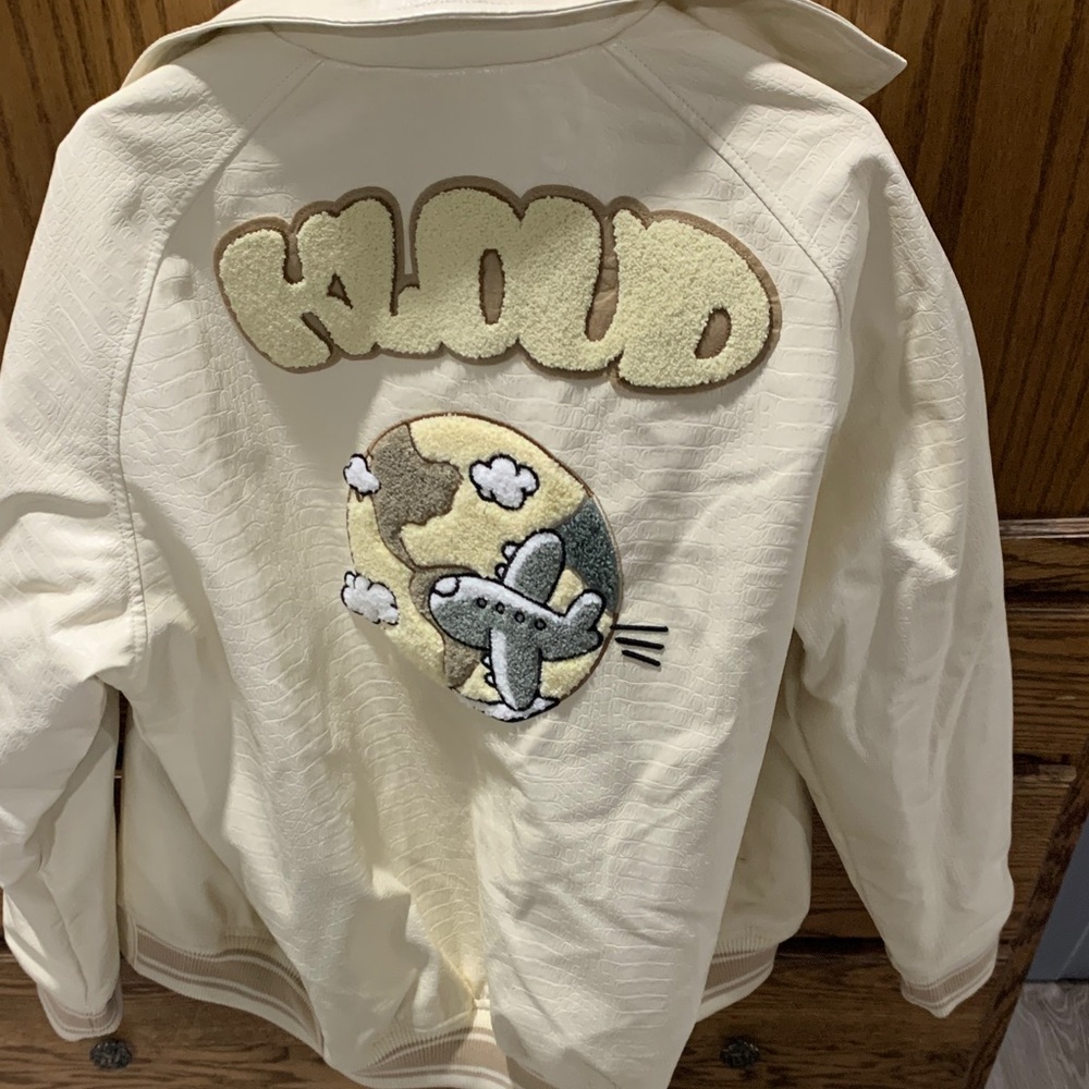Young Adult/Teen Cream Jacket with Airplane Patch